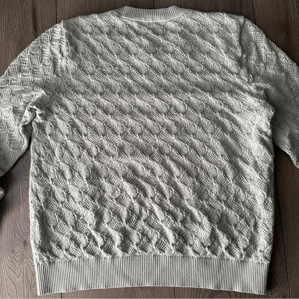 Club monaco Pointelle Stitch Crew Sweater Color: Metal Size Medium - Picture 6 of 10